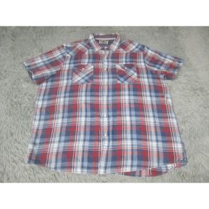 Flag & Anthem Shirt Men 2XL Red White Button Down Casual Pocket Tee Short Sleeve